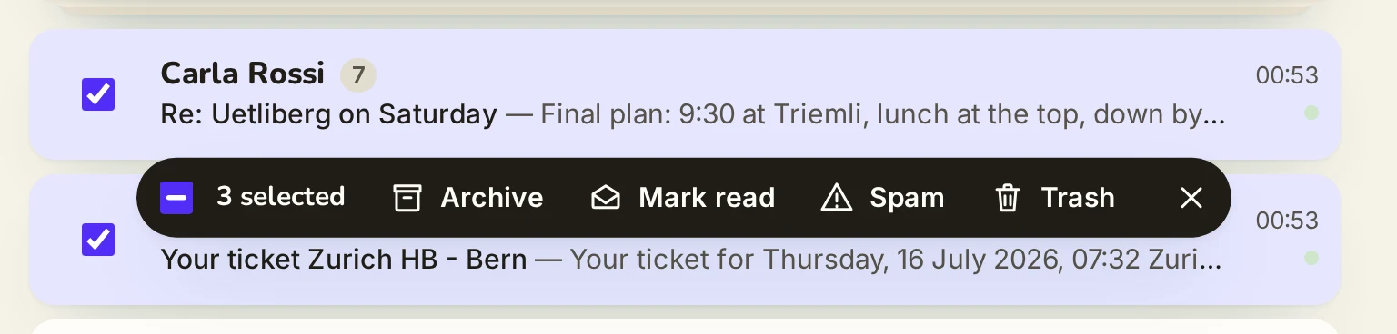 C · Hanging ink, 768 px, three rows checked, the bar under Carla (fresh) over Rail Tickets (checked)
